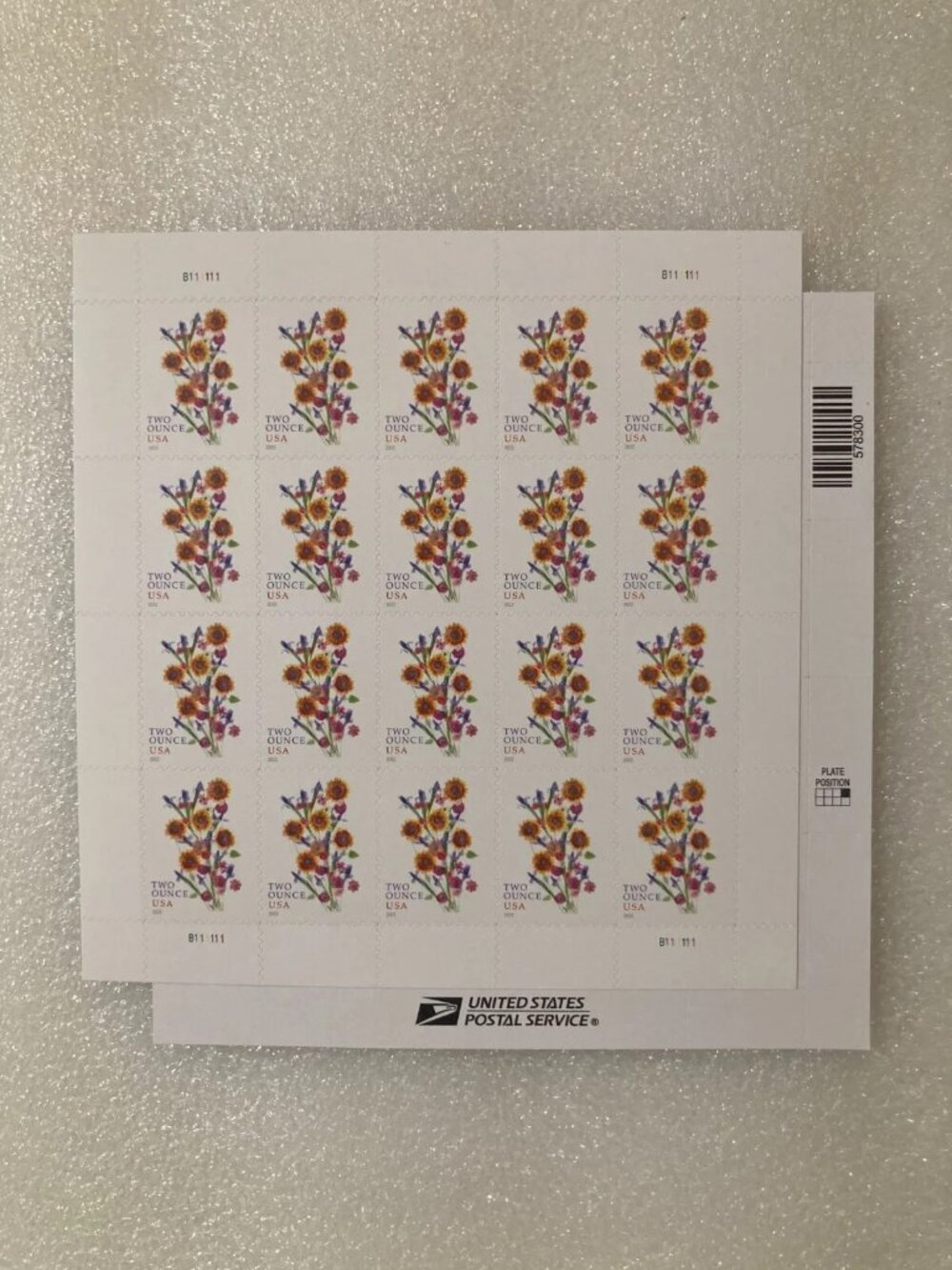 6000 Sunflower Bouquet Forever Stamps 500 books of 20  6000 prs